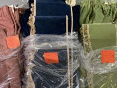 FURNISHINGS - Velvet mid green curtain, single, 64ins drop, 128ins W and pelmet 175ins W, velvet