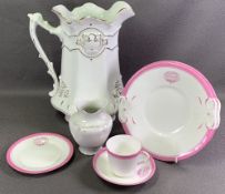 R B JONES WASH JUG, 33cms H and a vase, also 'Cwm Penmachno Byd-y-Merch' china