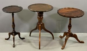 WINE TABLES (3) all on tripod supports, 56 x 38cms the largest