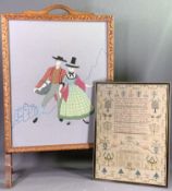 LOT WITHDRAWN - VICTORIAN SAMPLER by Mary Parker, 1887, 45 x 33.5cms overall and a Welsh lady theme