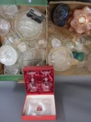 CUT CRYSTAL & OTHER GLASSWARE including Carnival bowls, decanters, boxed German crystal, ETC, within