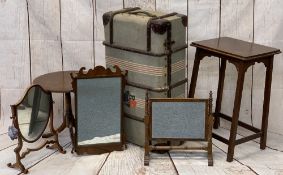 VINTAGE & LATER FURNITURE PARCEL, 6 ITEMS - a Georgian style mahogany wall mirror, 61cms H, 38.