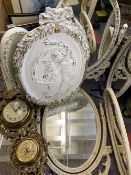FRENCH STYLE TRIPLE DRESSING TABLE MIRRORS (2), various plaques, framed pictures and prints and a