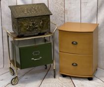 MIXED VINTAGE & LATER OFFICE & HOUSEHOLD FURNITURE, 4 ITEMS - a two drawer lightwood file cabinet,