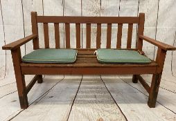 GARDEN BENCH - wooden slatted example, 83cms H, 130cms W, 58cms D