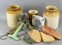 KITCHEN & HOUSEHOLD GOODS - a mixed group to include a Spong mixer, blue and white delft tile,