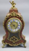 19TH CENTURY FRENCH GILT METAL BOULLE MANTEL CLOCK - classical form, inlaid red tortoiseshell to the