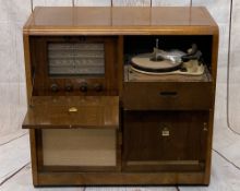 'HIS MASTER'S VOICE' WALNUT CASED RADIOGRAM - with slide-out turntable along with a quantity of