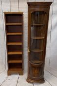 MODERN BOOKCASE - narrow, tall example, 182cms H, 45cms W, 22cms D. Also, a domed fronted Italian