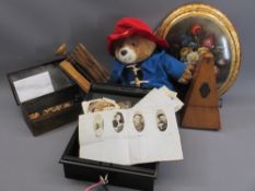 MIXED COLLECTABLES GROUP to include a vintage wool winder, French metronome, reproduction oval panel