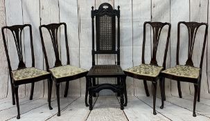CAROLEAN TYPE HALL CHAIR and a set of four high back mahogany salon chairs, the hall chair with