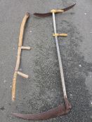 VINTAGE & MODERN GOODS - a mixed group to include two scythes, boxed salamander pump for stored