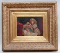 LATE 19TH CENTURY BRITISH SCHOOL, oil on canvas - Silent Slumber, a baby asleep in a wicker crib