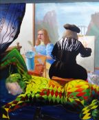 RICHARD O'CONNELL oil on box canvas - The Dream (Homage to Vermeer), signed with initials and