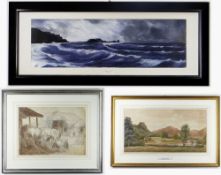 THREE PICTURES, comprising MANNER OF EDWARD DUNCAN pencil and wash - study of three horned cattle in