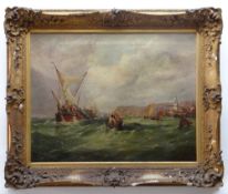 CIRCLE OF AUGUSTUS WALL CALCOTT RA (1779-1844) oil on canvas - Dutch Fishing boats in rough seas,