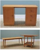 GROUP MEREDEW TEAK OCCASIONAL FURNITURE, including pedestal desk, 122cms wide; long john coffee