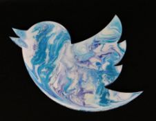 ALEX ECHO mixed media with resin - Road Less Travelled 1, signed and titled verso, with COA from