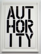 CHRISTOPHER WOOL (American, b. 1955) screenprint - 'Authority (Black Book)', 68 x 51cms