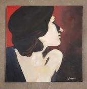 MEL BURGAM oil on canvas - entitled 'Elegant Lady', 103 x 80cms, stretched canvas