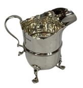 CHESTER SILVER CREAM JUG - on three hoof feet, 1917, Maker Robert Pringle & Sons, 9.75cms max H, 2.2