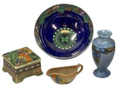 CHARLOTTE RHEAD POTTERY BOX & COVER, Maling fruit bowl lustre decorated, 22cms diameter, Woods