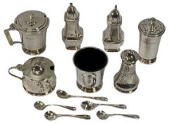 TABLE CONDIMENT ITEMS (12) - all Birmingham hallmarked, 8.4 ozt gross to include an Art Deco five