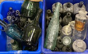 VINTAGE BOTTLES including a quantity of labelled apothecary bottles, ETC, a good assortment