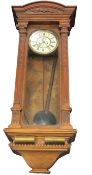 GUSTAV BECKER WALNUT CASED VIENNA TYPE WALLCLOCK - 112cms H, twin weight pendulum driven with