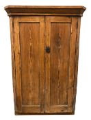FARMHOUSE ANTIQUE PINE TWO DOOR CORNER CUPBOARD, 141cms H, 94cms W, 52cms D
