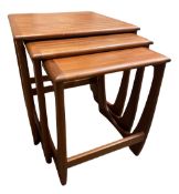 MID CENTURY NEST OF THREE TABLES by Sunelm Products, 52cms H, 48cms W, 48cms D the largest