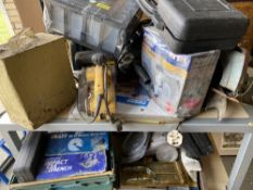 GARAGE TOOLS ASSORTMENT including Dewalt belt sander, other power tools ETC E/T