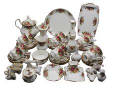 ROYAL ALBERT OLD COUNTRY ROSES TEAWARE, cabinet porcelain and a modern planter on stand, 57