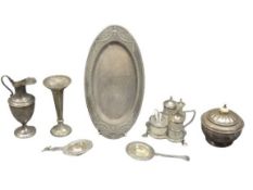 HALLMARKED SILVER, W M F, DUTCH PLATED WARE - a mixed group to include a covered sugar basin, London