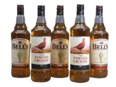 FAMOUS GROUSE & BELLS SCOTCH WHISKY - 5 bottles