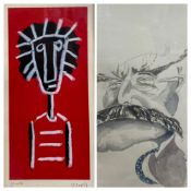 ST EVE (?) mixed media - figural native study, signed, 26 x 12.5cms and PHILIP NORMAN