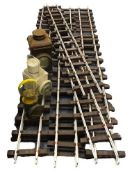 VINTAGE RAILWAY LAMPS (3) and eight lengths of approximately 8ft live steam railway track