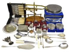 EPNS & OTHER METALWARE - a mixed collection to include a wood and brass ratchet type wine pourer,