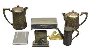 MIXED EPNS & METALWARE to include a W M F desktop possibly card holder with pig standing on an acorn