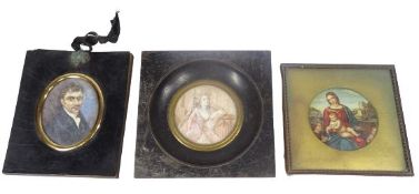 CIRCA 1800 & LATER PORTRAIT MINIATURES & ONE OTHER to include an oval study of a gentleman on