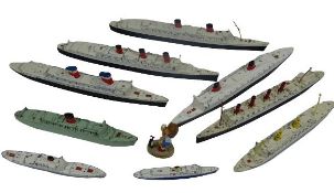 TRIANG MINIC SHIPS (9) - RMS Queen Elizabeth, SS France, RMS Queen Mary, SS United States, RMS