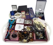 STERLING, 925 SILVER & COSTUME JEWELLERY COLLECTION - to include a single strand necklace of uniform