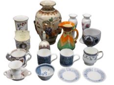 MIXED POTTERY & PORCELAIN GROUP - to include a Japanese Satsuma vase, 31cms H, Art Deco brightly