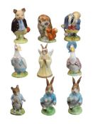 BEATRIX POTTER FIGURINES (9)