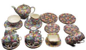 ROYAL WINTON CHINTZ TEASET JULIA, 21 pieces and other Royal Winton chintz Hazel and Caernarfon Sweet