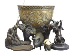 BRONZE, CAST METAL & OTHER COMPOSITION ORNAMENTAL WARE to include a 17cms L standing pig, 17cms H