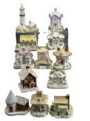 COALPORT BONE CHINA PASTILLE BURNERS & COTTAGES GROUP - 12, including 'The Lighthouse', 'Boast