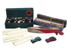 VINTAGE TOYS & GAMES GROUP - a JEP clockwork motor launch, 35cms L, two early Dinky Meccano