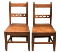PAIR OF OAK FARMHOUSE CHAIRS, 88cms H, 46cms W, 33cms D