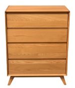 CHEST OF FOUR DRAWERS, modern light oak, 101cms H, 80cms W, 47cms D